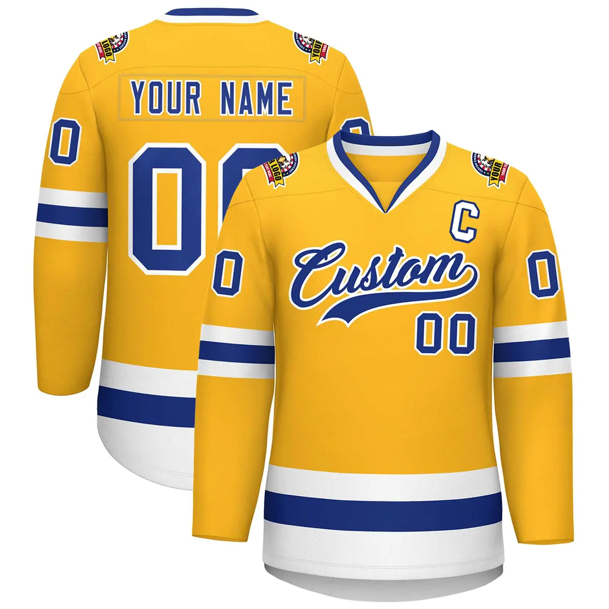 Gold Royal-White Classic Hockey Jersey