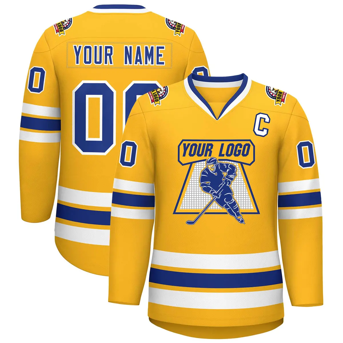 Gold Royal-White Classic Hockey Jersey