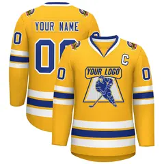 Gold Royal-White Classic Hockey Jersey 1
