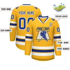 Gold Royal-White Classic Hockey Jersey 2