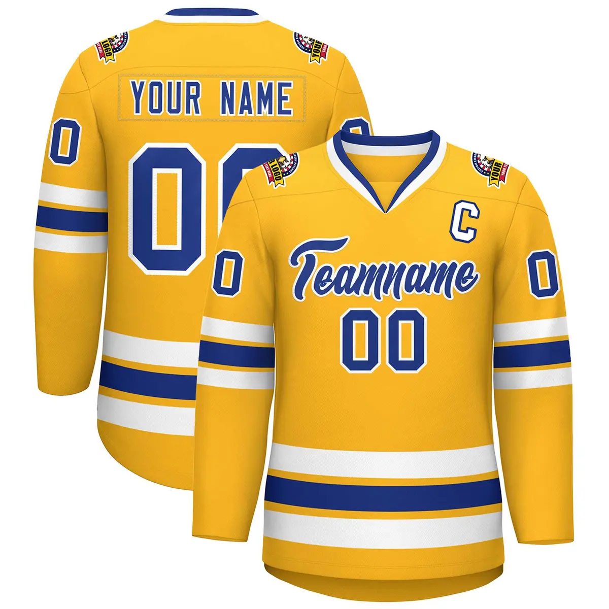 Gold Royal-White Classic Hockey Jersey