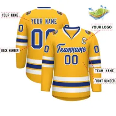 Gold Royal-White Classic Hockey Jersey 2