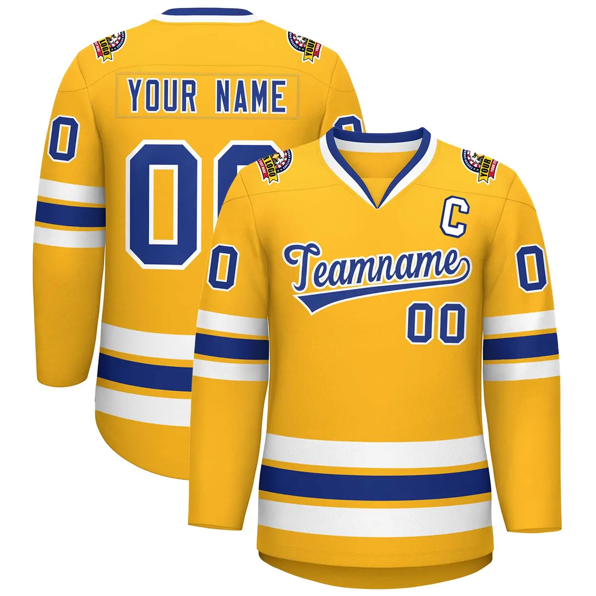 Gold Royal-White Classic Hockey Jersey