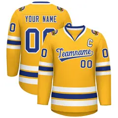 Gold Royal-White Classic Hockey Jersey 1