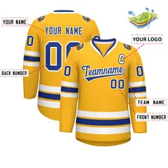 Gold Royal-White Classic Hockey Jersey 2