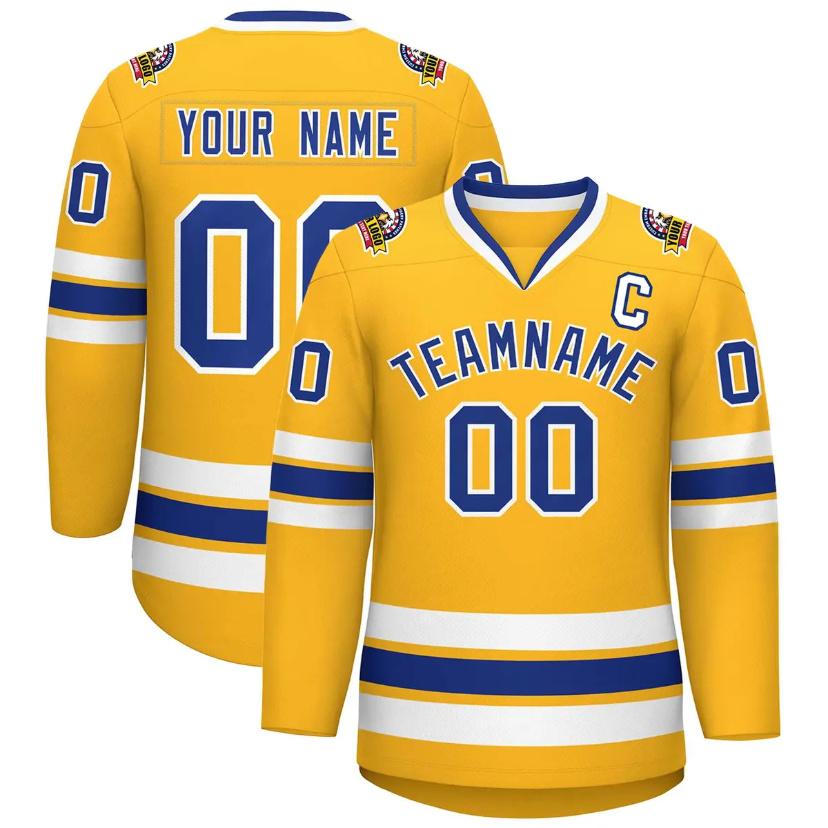 Gold Royal-White Classic Hockey Jersey