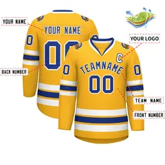 Gold Royal-White Classic Hockey Jersey 2