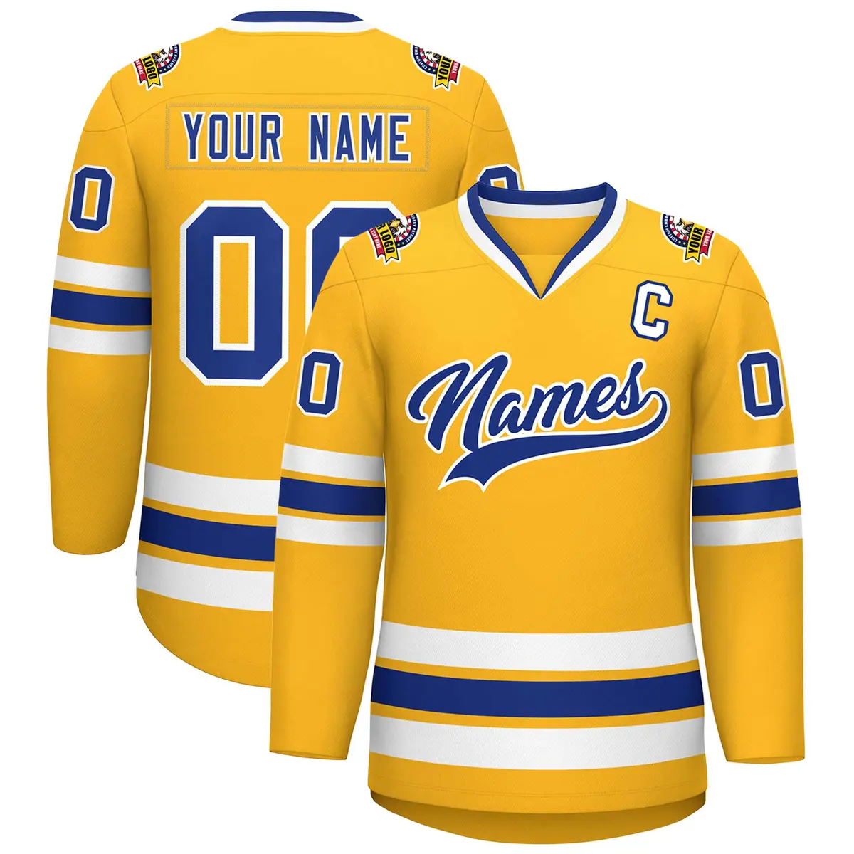 Gold Royal-White Classic Hockey Jersey