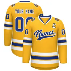 Gold Royal-White Classic Hockey Jersey 1