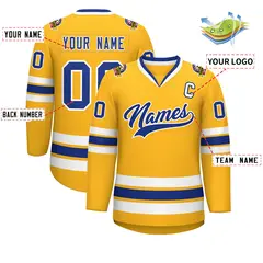 Gold Royal-White Classic Hockey Jersey 2