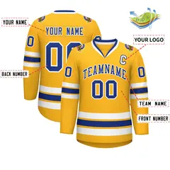 Gold Royal-White Classic Hockey Jersey 2