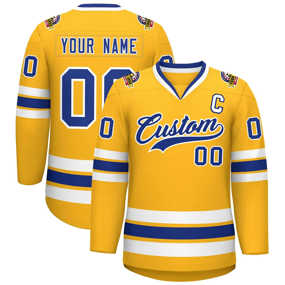 Gold Royal-White Classic Hockey Jersey