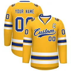 Gold Royal-White Classic Hockey Jersey 1