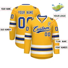 Gold Royal-White Classic Hockey Jersey 2