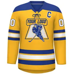 Gold Royal White Classic Lace-Up Neck Hockey Jersey 3