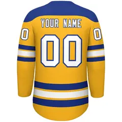 Gold Royal White Classic Lace-Up Neck Hockey Jersey 4