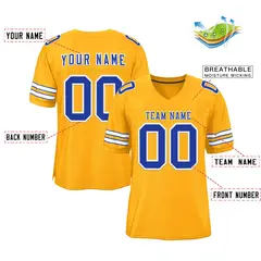 Gold Royal-White Classic Style Authentic Football Jersey 2