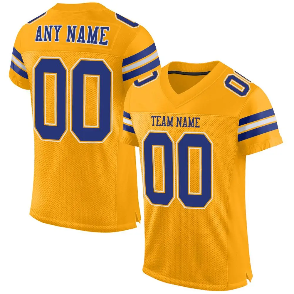 Gold Royal-White Classic Style Mesh Football Jersey