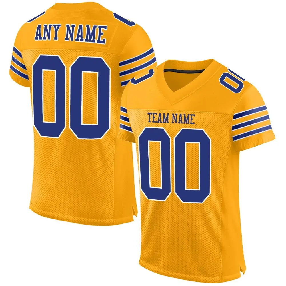 Gold Royal-White Classic Style Mesh Football Jersey