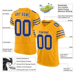 Gold Royal-White Classic Style Mesh Football Jersey 2