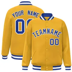 Gold Royal-White Classic Varsity Full-Snap Letterman Jacket 1