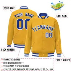 Gold Royal-White Classic Varsity Full-Snap Letterman Jacket 2