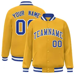 Gold Royal-White Classic Varsity Full-Snap Letterman Jacket