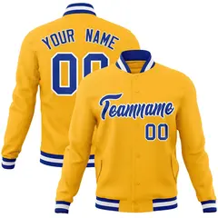 Gold Royal-White Classic Varsity Full-Snap Letterman Jacket 1