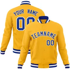 Gold Royal-White Classic Varsity Full-Snap Letterman Jacket 1