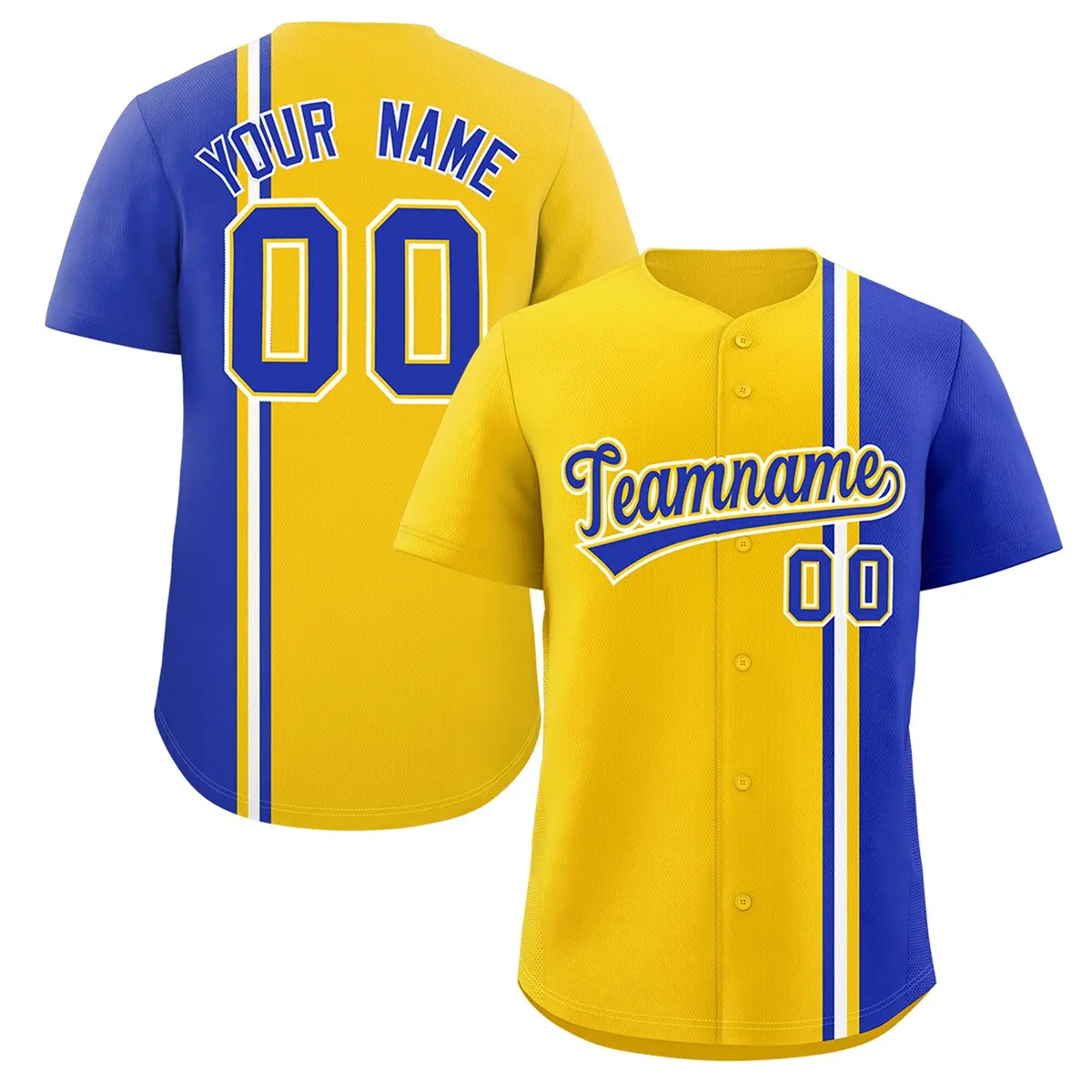 Gold Royal-White Color Block Authentic Baseball Jersey