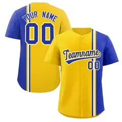 Gold Royal-White Color Block Authentic Baseball Jersey