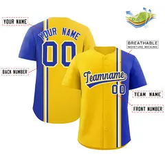 Gold Royal-White Color Block Authentic Baseball Jersey 2