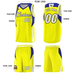 Gold Royal White Color Block Basketball Jersey 5