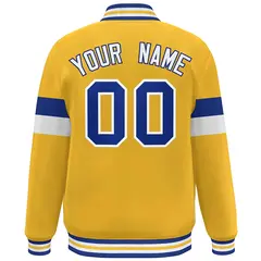 Gold Royal-White Color Block Varsity Full-Snap Baseball Jacket 4