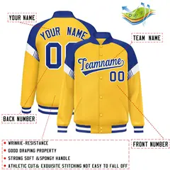 Gold Royal-White Color Block Varsity Letterman Jacket 2