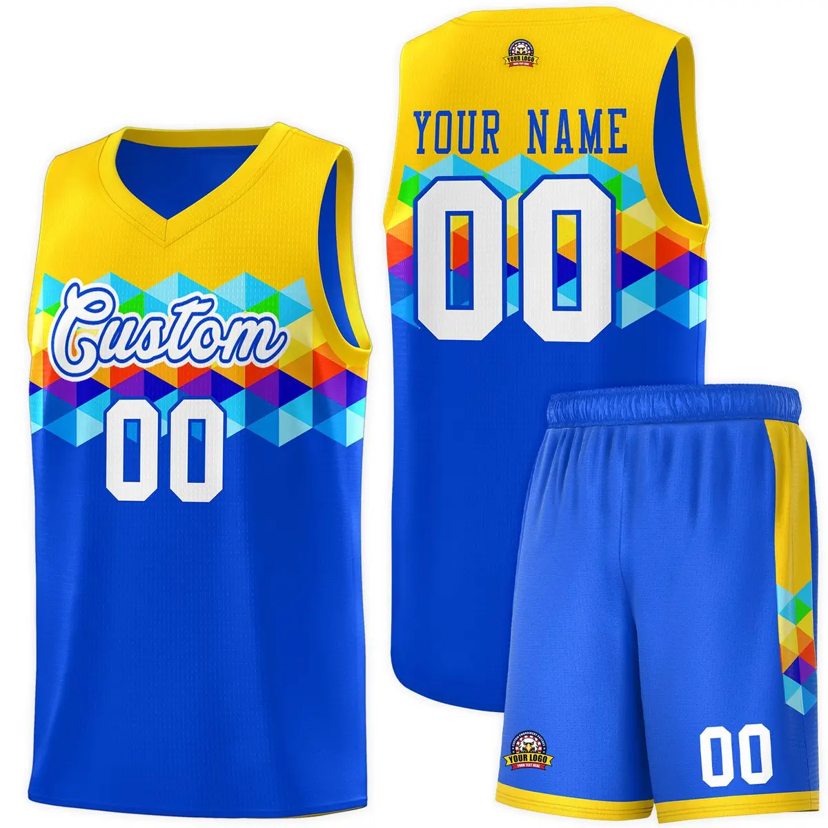 Gold Royal-White Colorful Basketball Jersey Sets