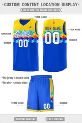 Gold Royal-White Colorful Basketball Jersey Sets 4