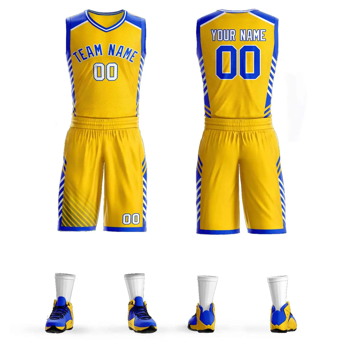 Gold Royal-White Graffiti Bar Element Basketball Jersey