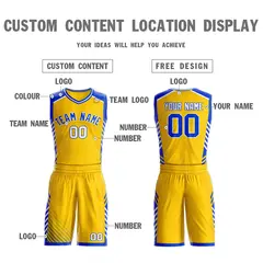 Gold Royal-White Graffiti Bar Element Basketball Jersey 3