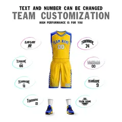 Gold Royal-White Graffiti Bar Element Basketball Jersey 4
