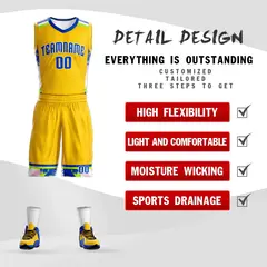 Gold Royal-White Graffiti Pattern Basketball Jersey 2
