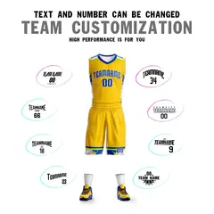 Gold Royal-White Graffiti Pattern Basketball Jersey 4