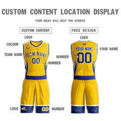 Gold Royal-White Graffiti Pattern Lightning Basketball Jersey 3
