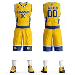 Gold Royal-White Graffiti Pattern Lightning Basketball Jersey