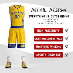 Gold Royal-White Graffiti Pattern Lightning Basketball Jersey 2