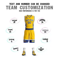 Gold Royal-White Graffiti Pattern Lightning Basketball Jersey 4