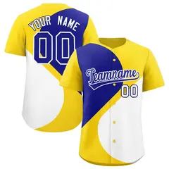 Gold Royal White Half Heart Color Block Baseball Jersey 1