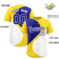 Gold Royal White Half Heart Color Block Baseball Jersey 2