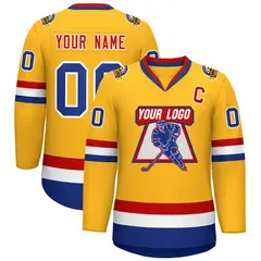 Gold Royal White-Red Classic Hockey Jersey 1