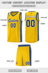 Gold Royal White Side Splash Basketball Jersey 2